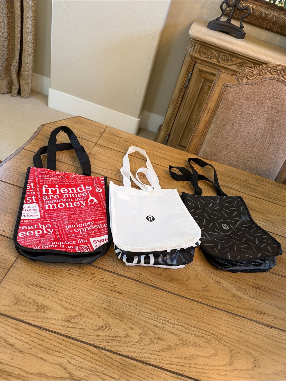 Lululemon Reusable Snap Closure Shopping Bags Set of 3